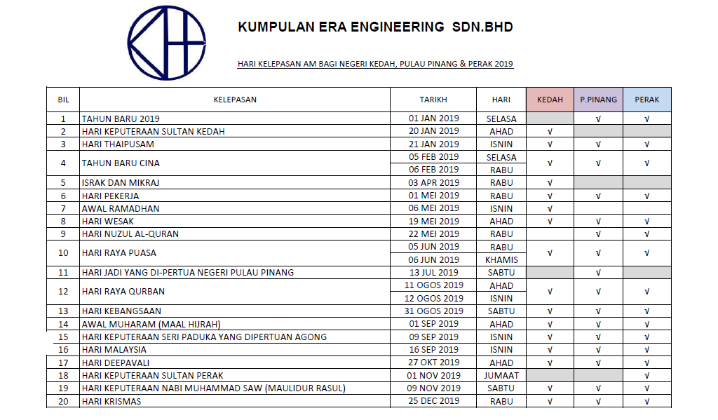 Kumpulan Era Engineering Sdn Bhd - Takwim Kumpulan Era Engineering Sdn Bhd - Takwim